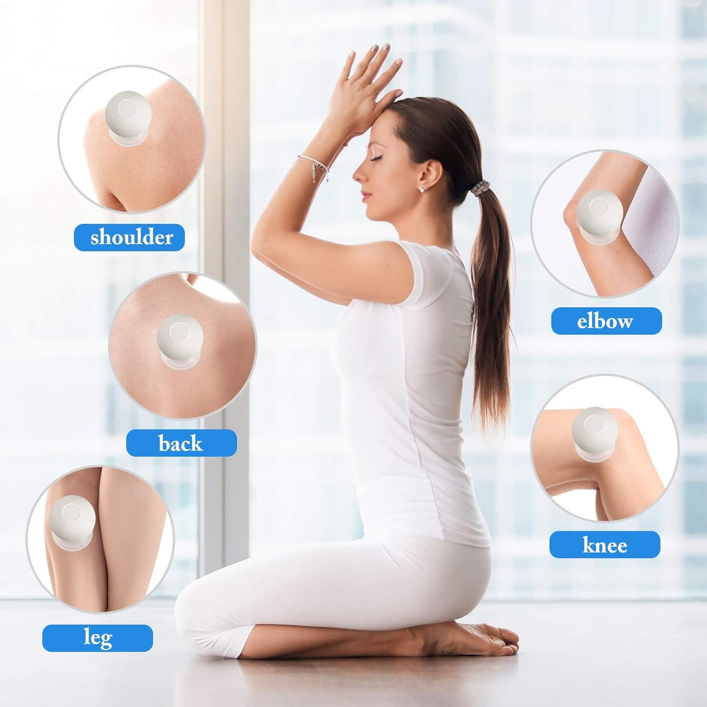 4 Pieces Glass Cupping Set Glass Silicone Cupping Cups Massage Vacuum Suction Cupping Cups for Body Face Leg Arm Back Shoulder Muscle and Joint Pain (White)