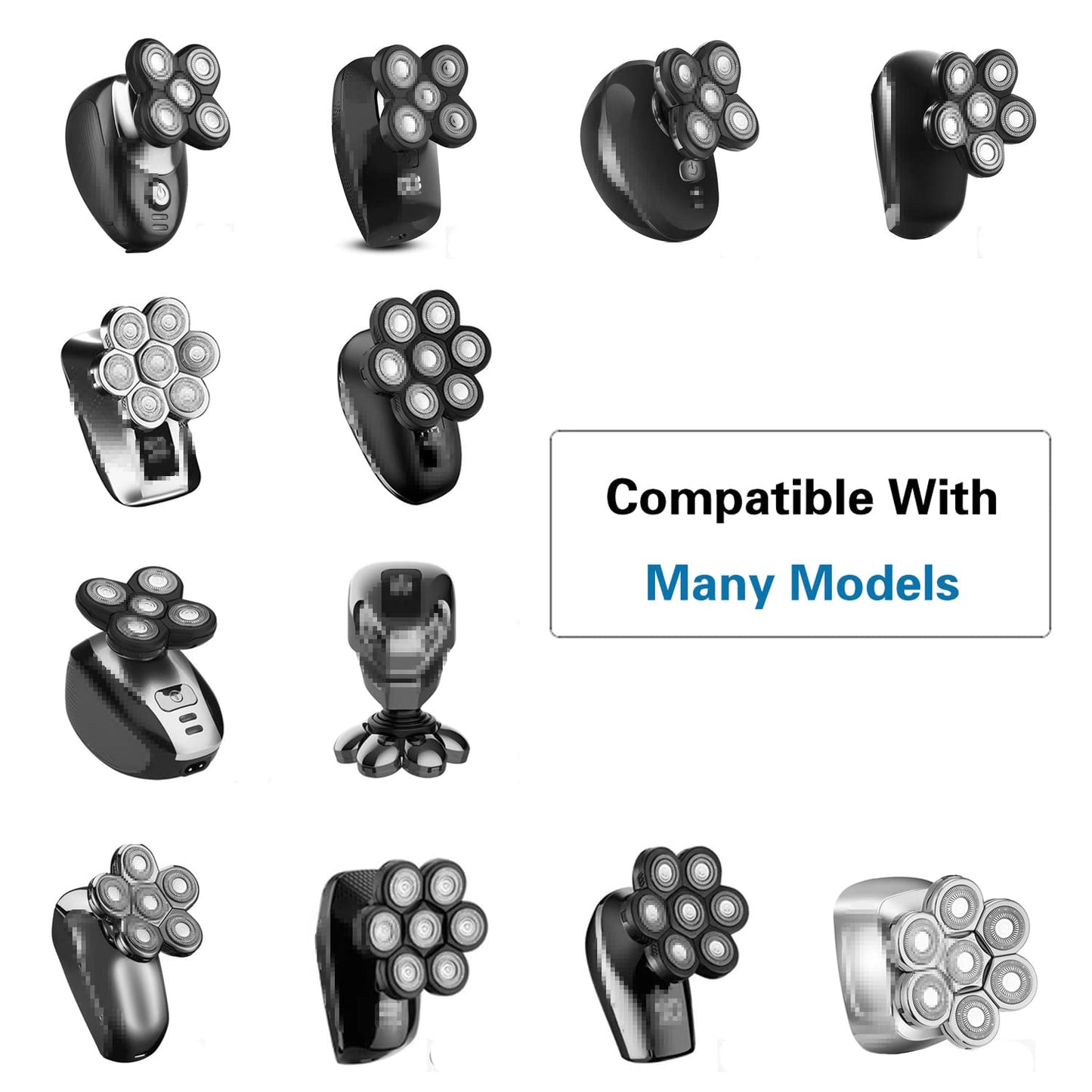 Electric Shaver Replacement Head 8 Heads for Bald Men Wet and Dry Compatible Waterproof 8D Upgrade Replacement Blades