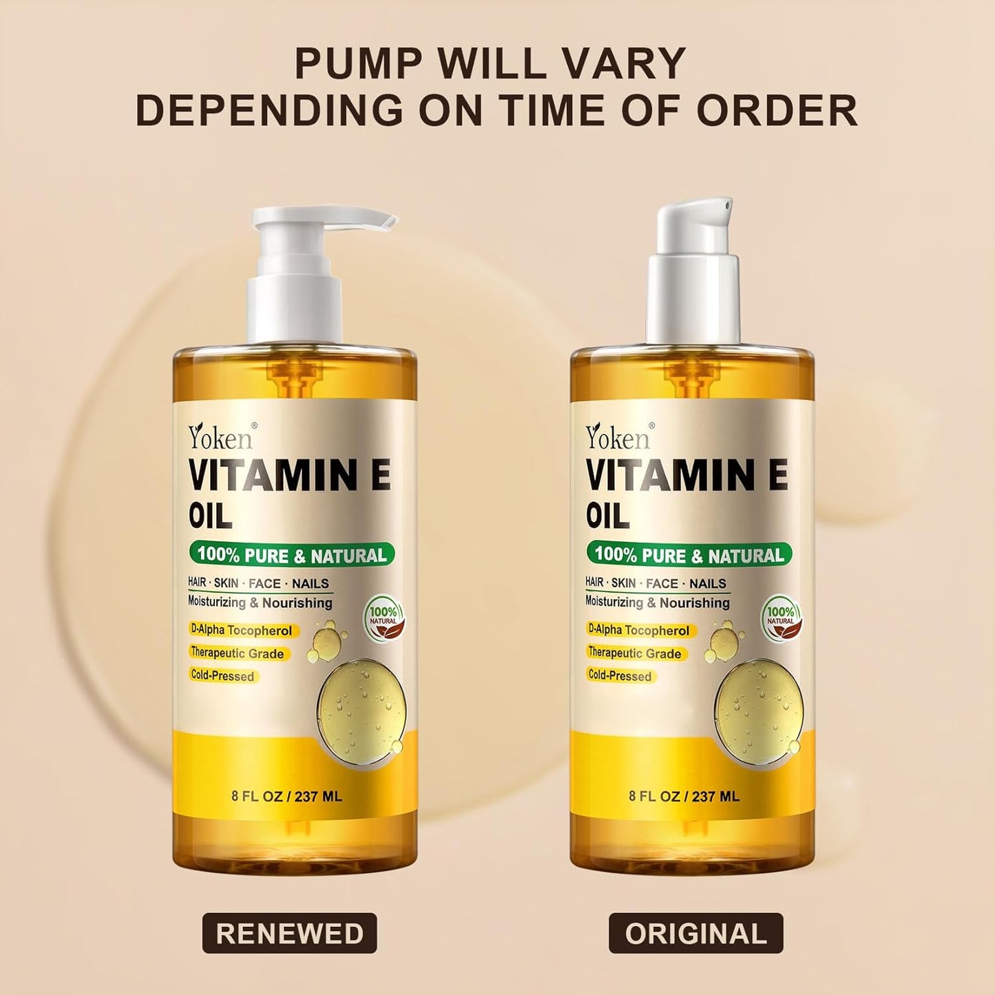 Vitamin E Oil 8 Fl Oz Organic Vitamin E oil for Skin Vitamine oils for Scars Hair,Face,Nail,Scalp Perfect Bath and Body Oil Cold Pressed Hexane Free Non-GMO Gluten Free Formula