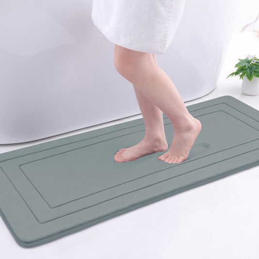 Arotive Memory Foam Bathroom Rug Mat 47x17, Ultra Soft and Absorbent Bath Mat, Machine Wash Dry, Comfortable Bath Rug Carpet for Bathroom Floor, Tub and Shower, Grey