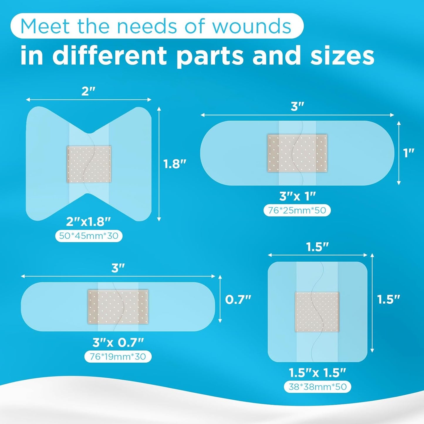 OK TAPE Waterproof Clear Adhesive Bandages, Bulk 160 ct Sheer Assorted Sizes with Individually Wraps for First-Aid Wound Care, Variety Bandage Pack for Minor Cuts & Scrapes - Stays Put in The Shower