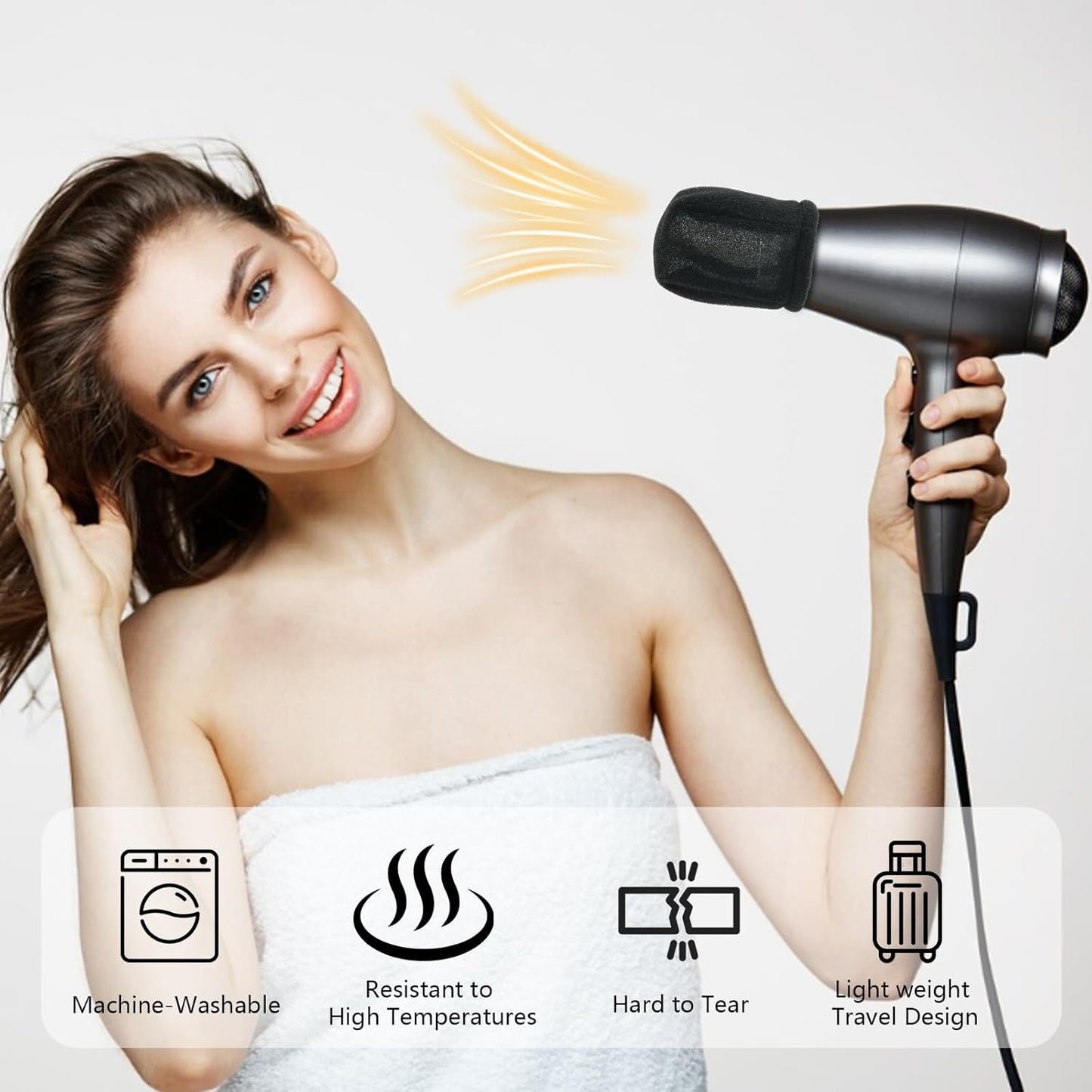 2Pcs Sock Diffuser for Hair Dryer - Compact and Portable (5.12x3.15") Travel Hair Dryer Diffuser Sock‌ Made of Soft, Heat-Resistant and Flexible Foam, Tear-Resistant and Reusable