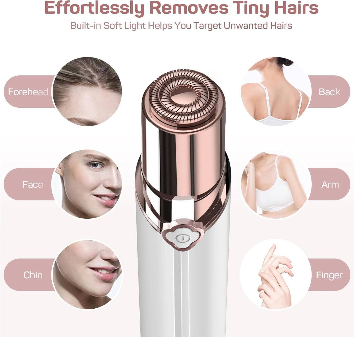 Electric Painless Hair Remover, Facial Hair Removal for Women - as Seen on TV Face Shaver, Hair Removal Device with 2 Replacement Heads