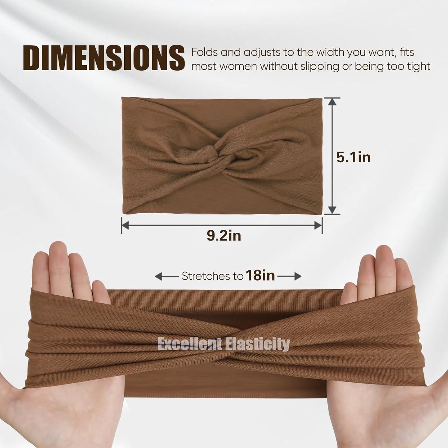 Headbands for Women, Non Silp Wide Hair Bands, Elastic Thick Head Bands, Stretchy Soft Sports Sweat Bands for Spa Workout Running Gym, Twist Knotted Cotton Cloth Turban Hair Accessories 6Pcs