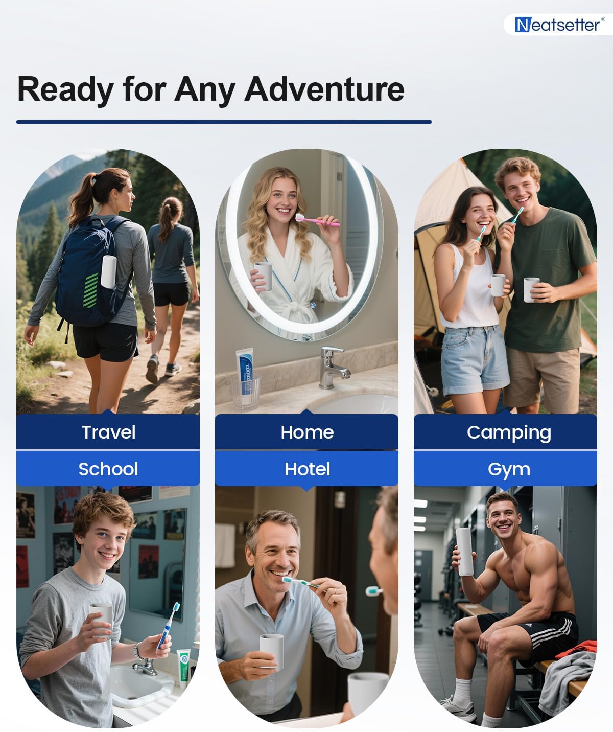 Travel Toothbrushes Holder – Portable Toothbrush Containers with Rinse Cup, Toothpaste Case with Leak-Proof Cover for On-The-Go Oral Care (Grey)