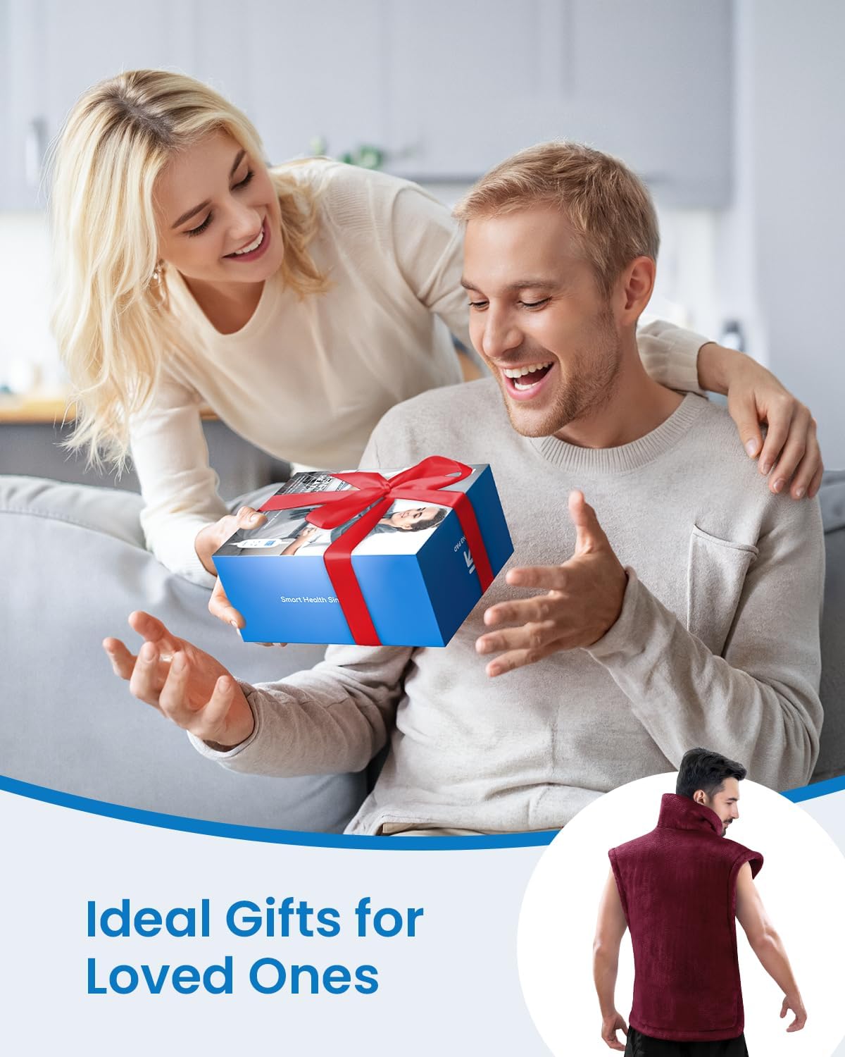 RENPHO Heating Pad for Neck and Shoulders and Back, Christmas Gifts for Women Men, Electric Heated Pad for Back Pain Relief, Hsa Store Eligible Items, FSA Eligible, ETL Safety Certified, 21"x23" Red