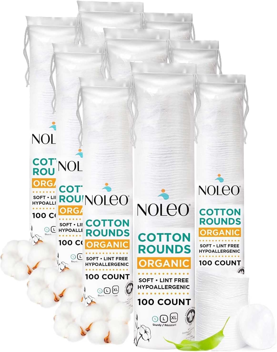 NOLEO Cotton Rounds (3x300 Count)