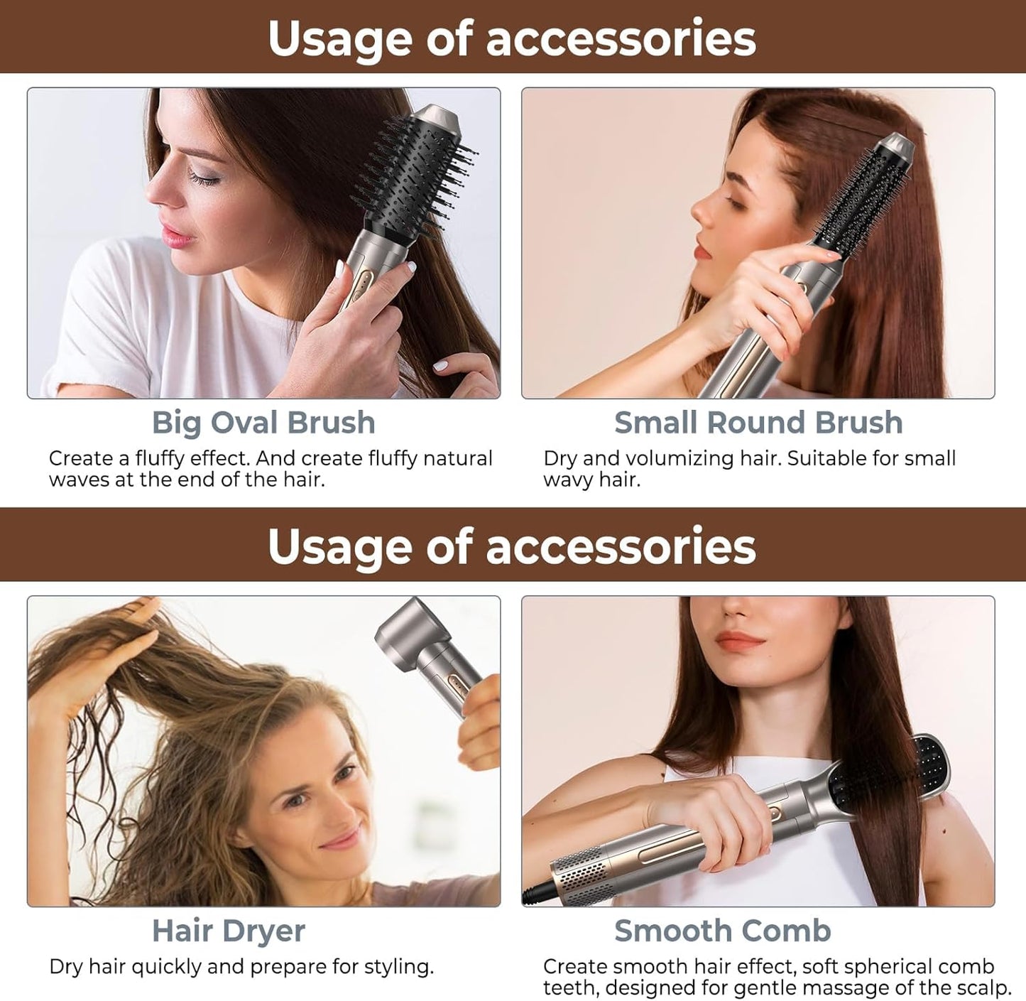Hair Dryer Brush,Blow Dryer Brush with Attachments,110000 RPM Curly Twist 6 in 1 Air Style, Professional Ionic Hair Styling Tool, Left & Right Air Curler, Volumizer