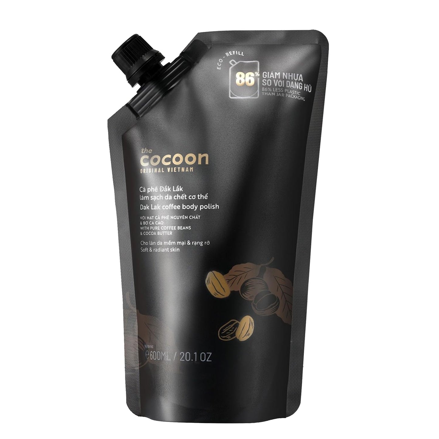 Cocoon Dak Lak Coffee Body Polish with Coconut & Shea Butter. 100% Vegan Exfoliating Scrub for Smooth & Glowing Skins | Reduce Stretch Marks, Acne & Cellulite | Gift for Coffee Lovers (20.29 fl oz)