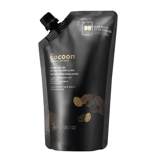 Cocoon Dak Lak Coffee Body Polish with Coconut & Shea Butter. 100% Vegan Exfoliating Scrub for Smooth & Glowing Skins | Reduce Stretch Marks, Acne & Cellulite | Gift for Coffee Lovers (20.29 fl oz)