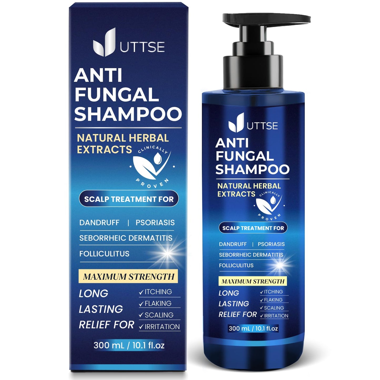 Anti-Fungal Shampoo for Scalp Psoriasis: Dandruff Shampoo for Folliculitis and Seborrheic Dermatitis - Relieves Itchy & Dry Scalp - 300 mL / 10.1 fl.oz