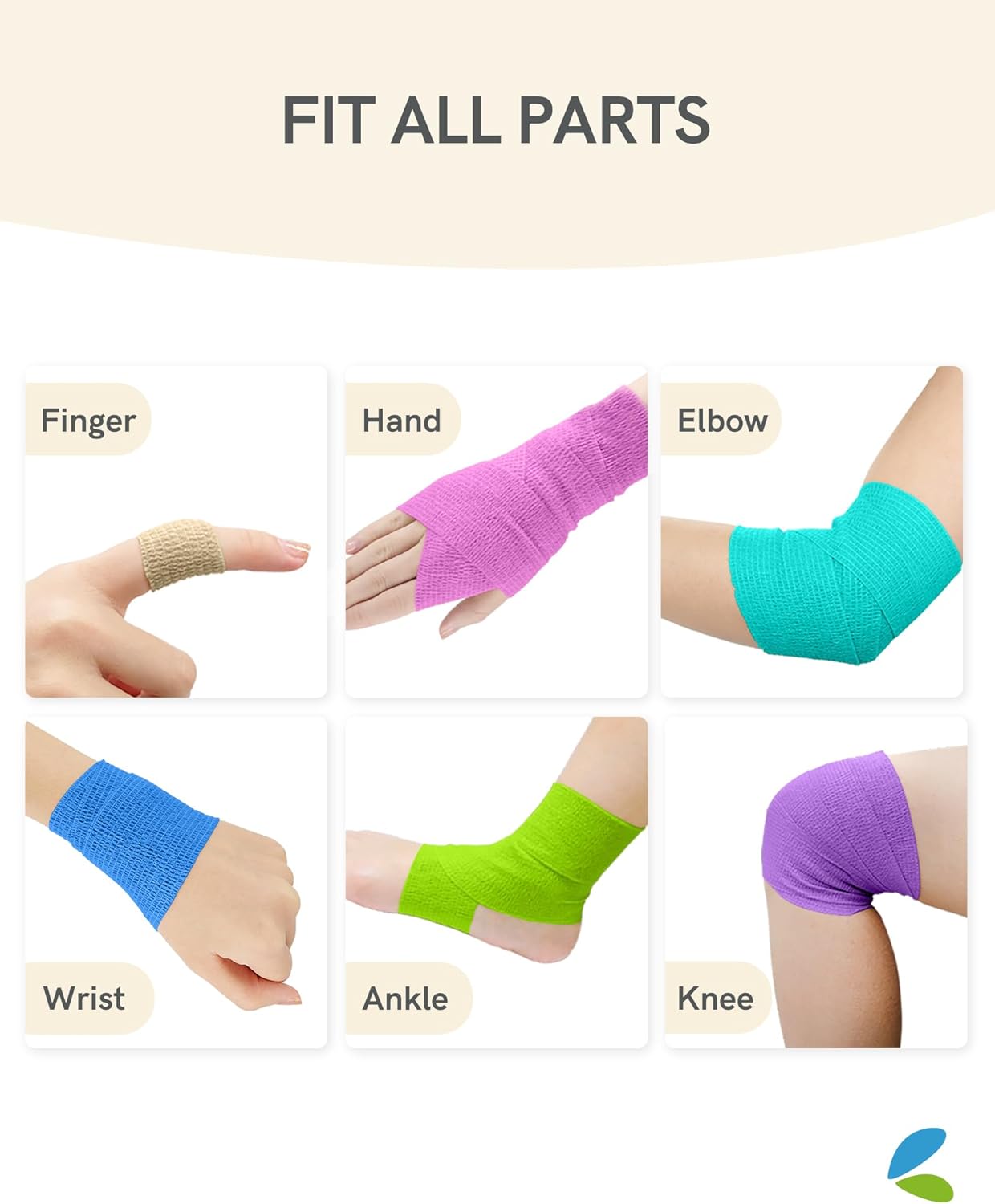 FriCARE Self Adhesive Bandage Wrap, Medical Tape in First Aid Kit, Cohesive Bandages for Wounds Sport Vet, 2 Inches X 5 Yards 12 Rolls, Rainbow