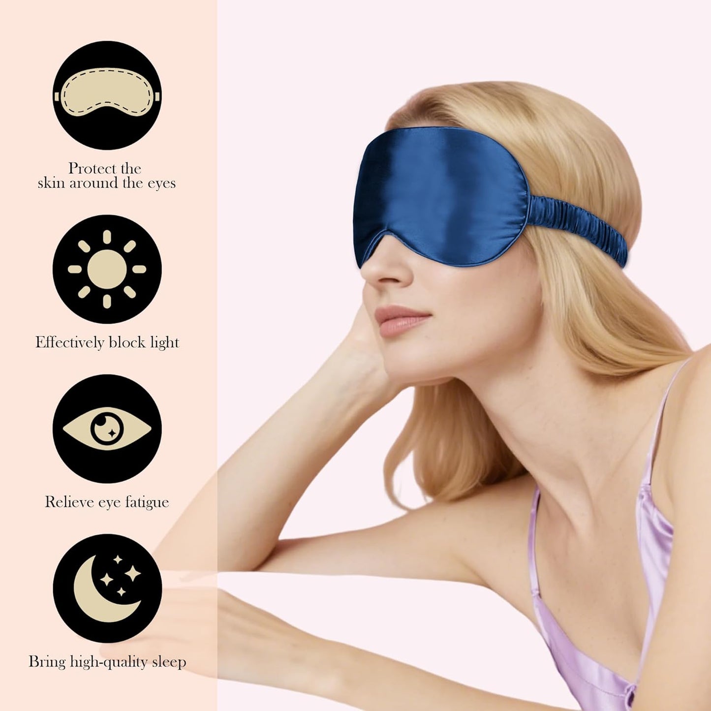 SilkDream 100% Mulberry Silk Sleep Mask Eye Mask for Sleeping 22 Momme Nature 6A Real Silk Gifts for Women&Men Blue