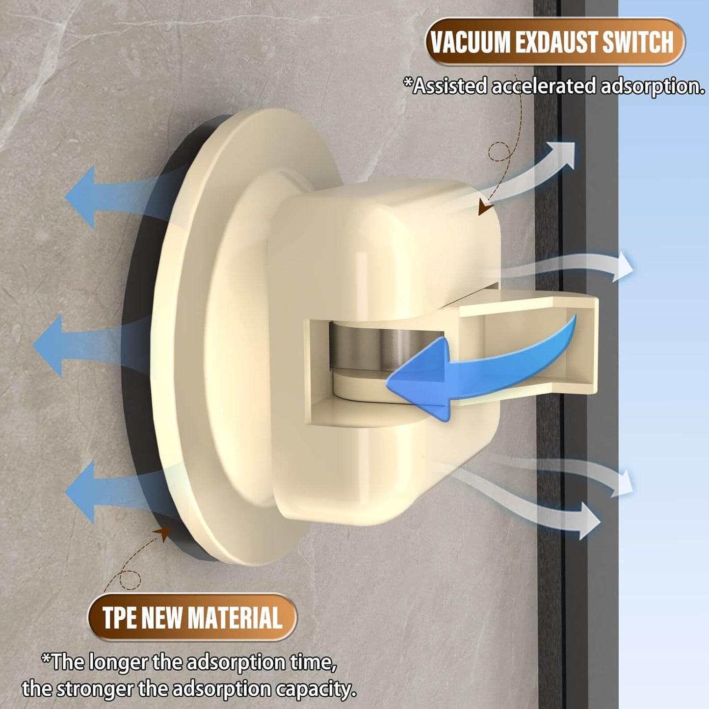 Onemake Aluminum Shower Caddy Suction Cup, No Drilling Bathroom Shower Shelf, Corner Shower Caddy with 6 Portable Hooks, Removable Bath Organizer with Towel Bar for Bathroom Storage(Cream White)