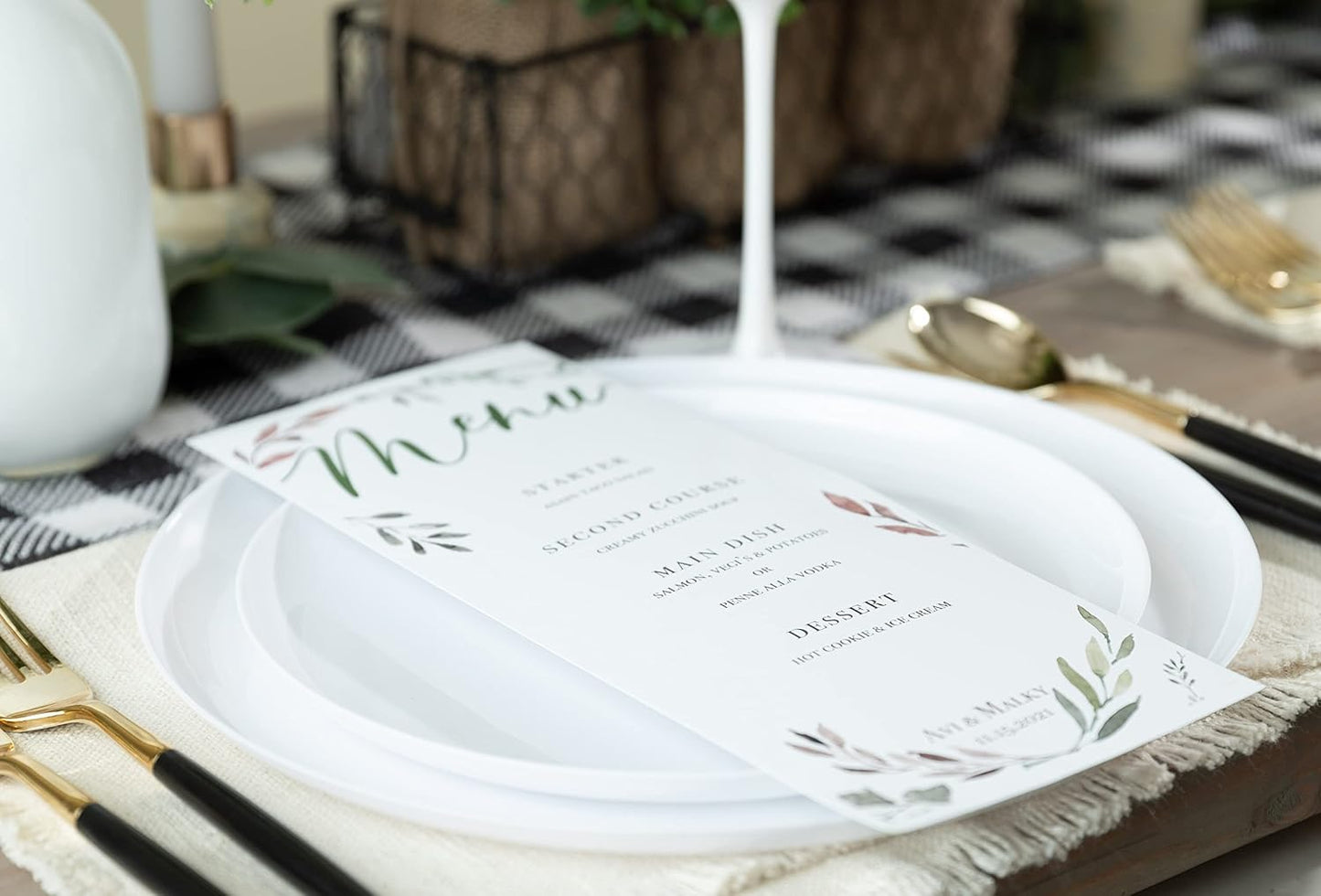 PLASTICPRO [30 Pack 10.7''] White Plastic Party Plates Edge Collection Premium heavyweight Elegant Disposable Tableware Dishes