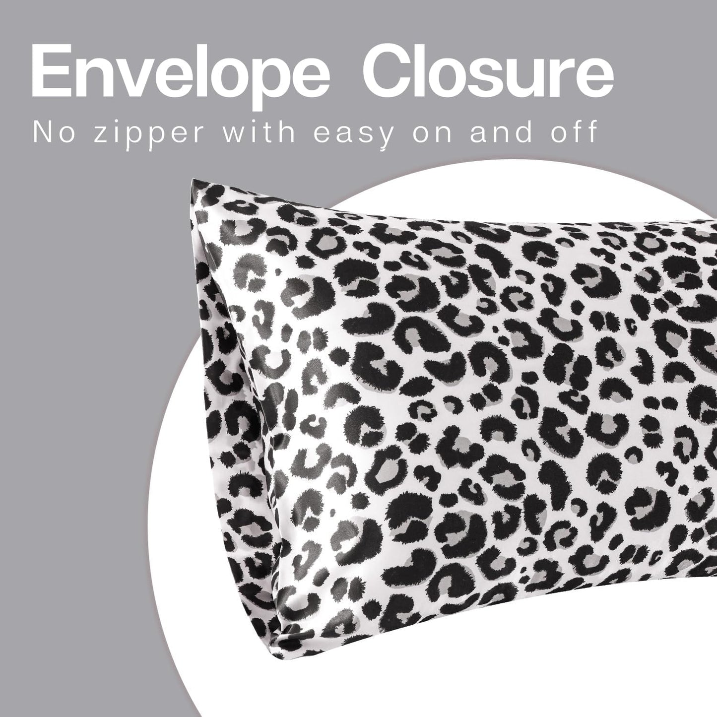 MR&HM Satin Pillowcase for Hair and Skin, Silk Satin Pillowcase 2 Pack, Standard Size Pillow Cases Set of 2, Silky Pillow Cover with Envelope Closure (20x26, White Leopard)
