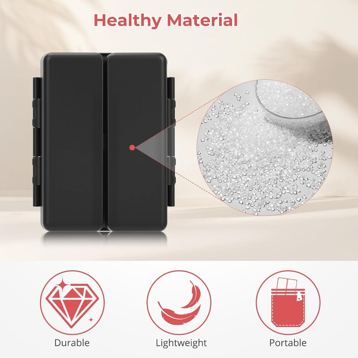 Zentiky Small Daily Pill Organizer with Labels, Medicine Pill Organizer Fit with Your Purse or Pocket for Travel to Hold Vitamin, Fish Oil, Supplement,Cotton Swabs, Bandages or Jewelry-Black