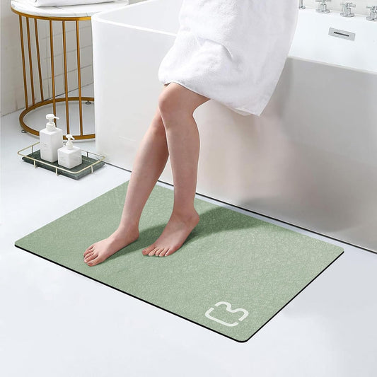 Diatomaceous Earth Bath Mat Rugs Quick Dry Super Absorbent Non Slip Rubber BottomThin Bathroom Mat Fit Under Door, Floor Rugs in Front of Bathtub,Shower Room,Sink,Washable, 17" x 32", Sage Green