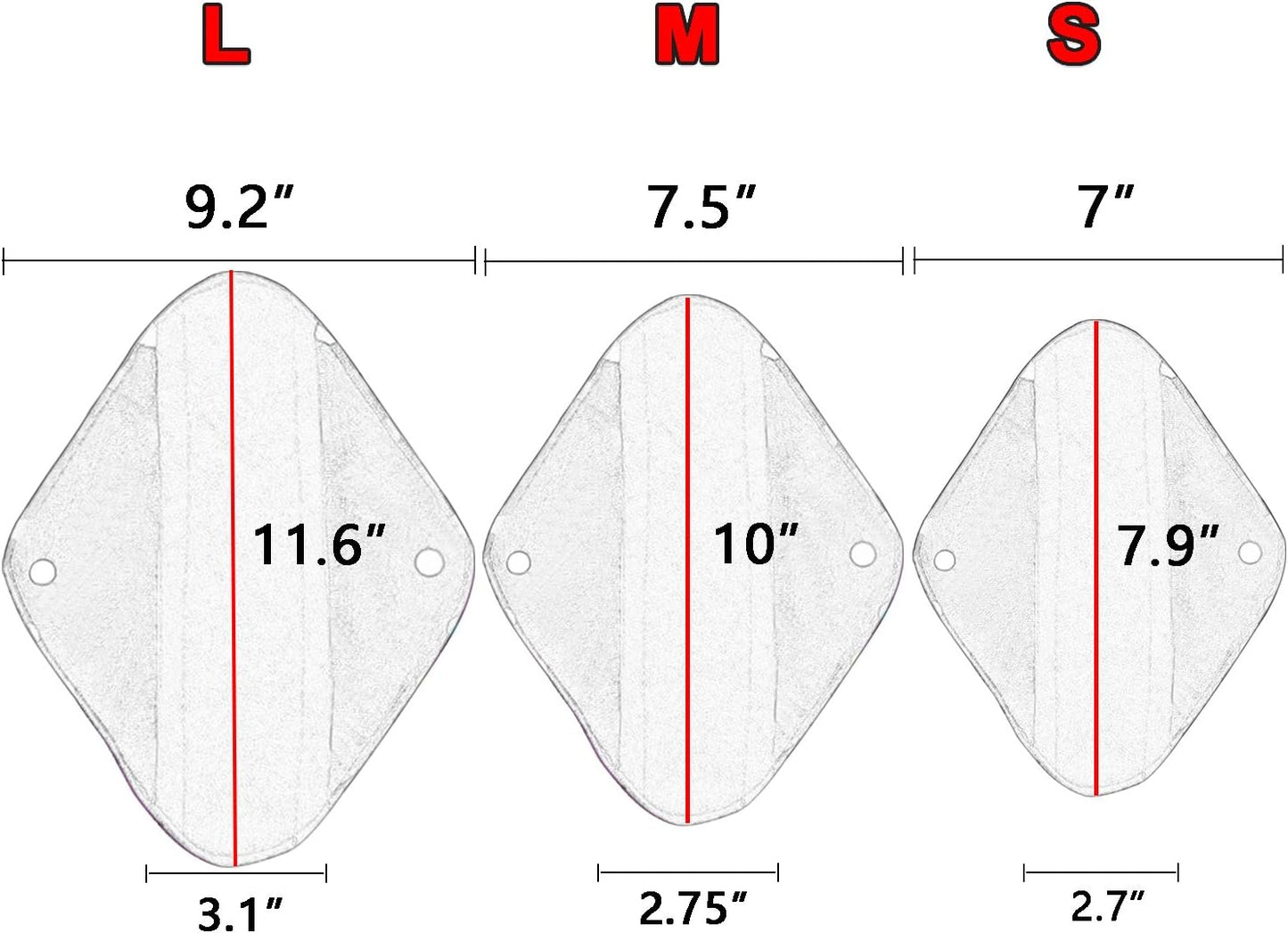 Teamoy 10pcs Cloth Panty Liners, Reusable Sanitary Pads with Wet bag, Washable Cloth Menstrual Pads with Charcoal Absorbency Layers (Country Style, 3pcs×7.9''+4pcs×10''+3pcs×11.6''), 11 Piece Set