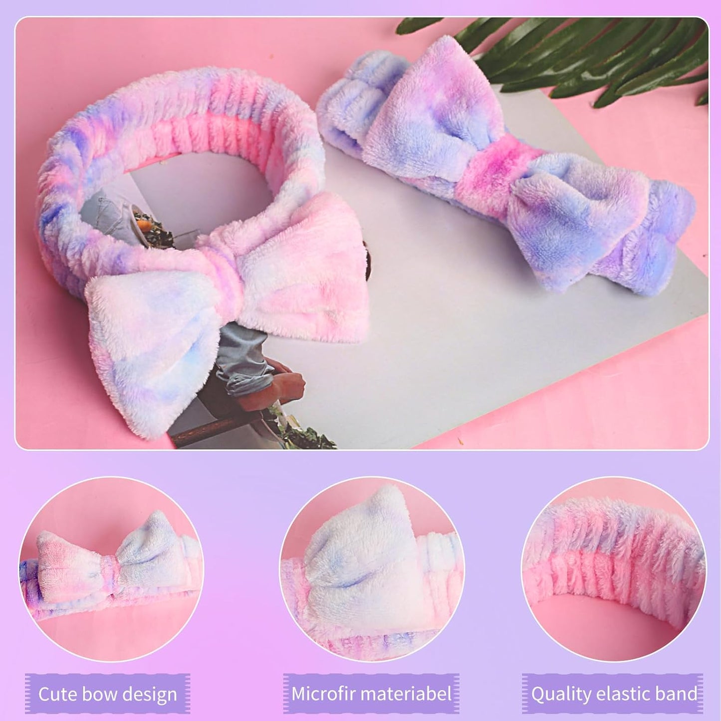 YGQQIY Headband for Washing Face, Girls Makeup&Skincare Headband, Microfiber Elastic Face Wash Headbands to Skincare Spa Shower,2pcs