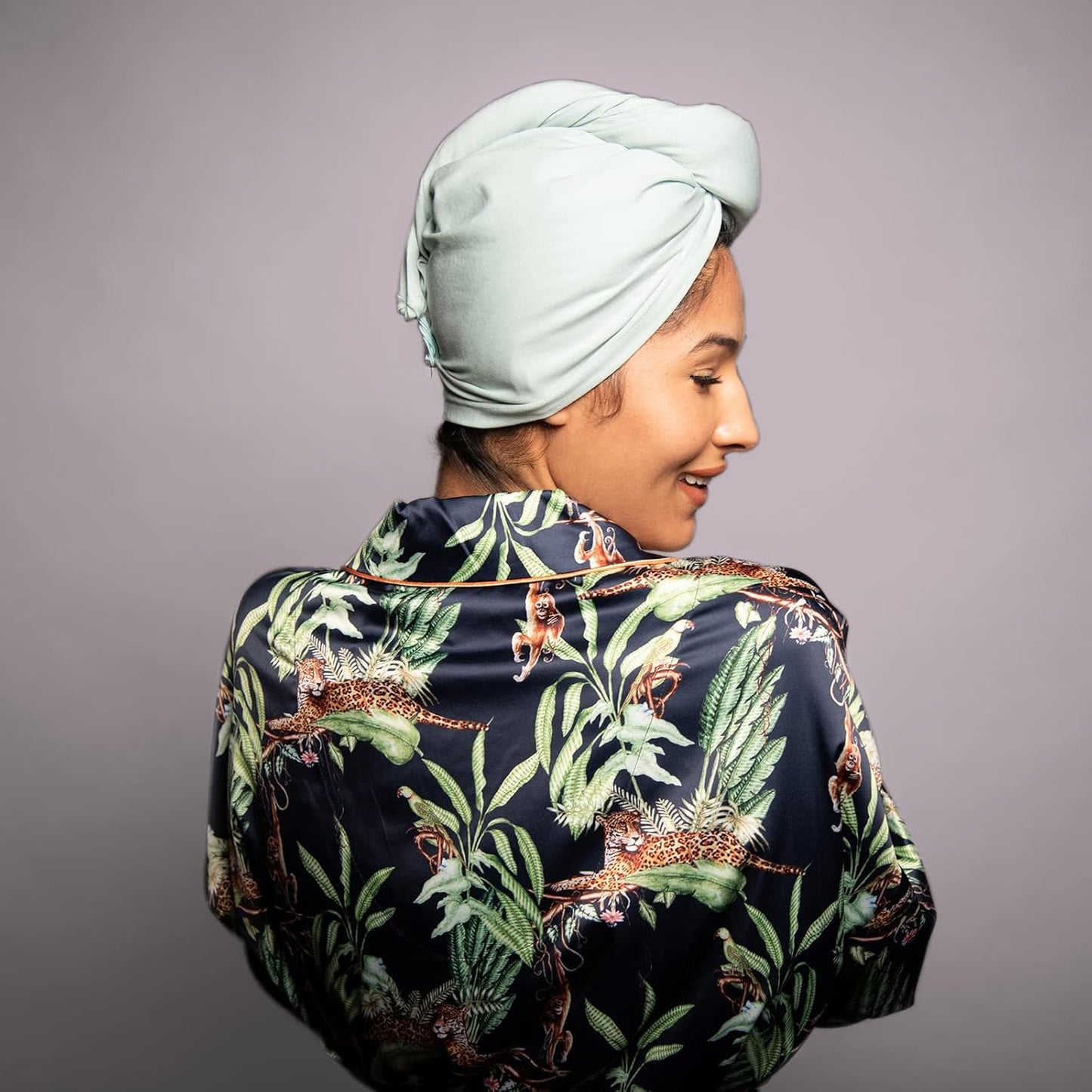 Tee Shirt Drying Wrap, Frizz Free, Soft & Lightweight&Flexible, Hair Drying Turban, Gentle Drying Towel Wrap with Button, for Long Hair (Sage)