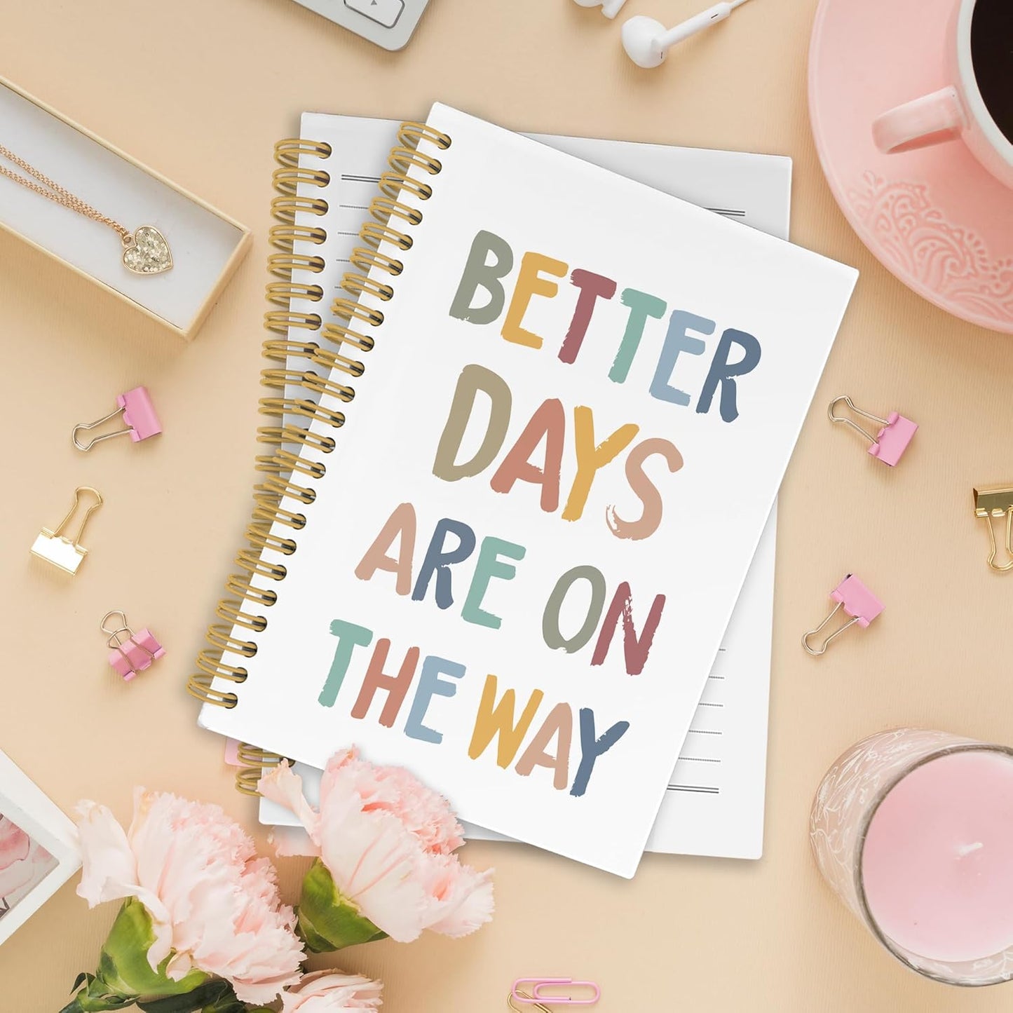 Boho Mental Health Spiral Notebook, Positive Affirmation Journaling Notebooks for Women, Mental Health Hardcover Journals for Office 160 Pages 5.5 x 8.3 Inch, Inspirational Motivational Gifts