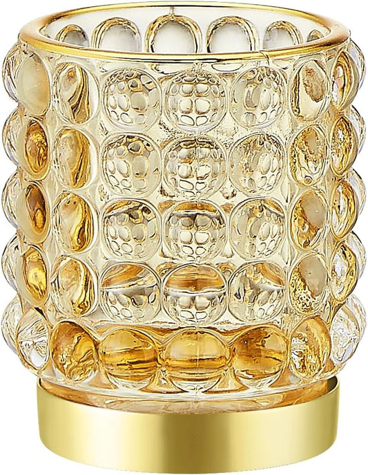 Makeup Brush Holder Organizer,Toothbrush Holders,Desk Pen Pencil Holder,Multifunctional Vintage Glass Brush Cup(A38-6-US/Gold/S)