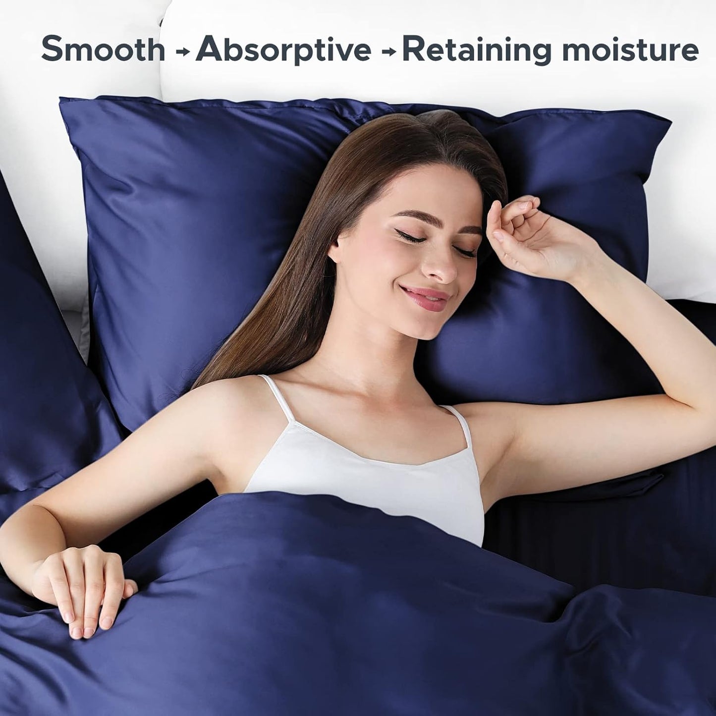 100% Pure Mulberry Silk Pillowcase for Hair and Skin - Allergen Resistant Dual Sides,600 Thread Count Silk Bed Pillow Cases with Hidden Zipper,1pc,King Size,Blue