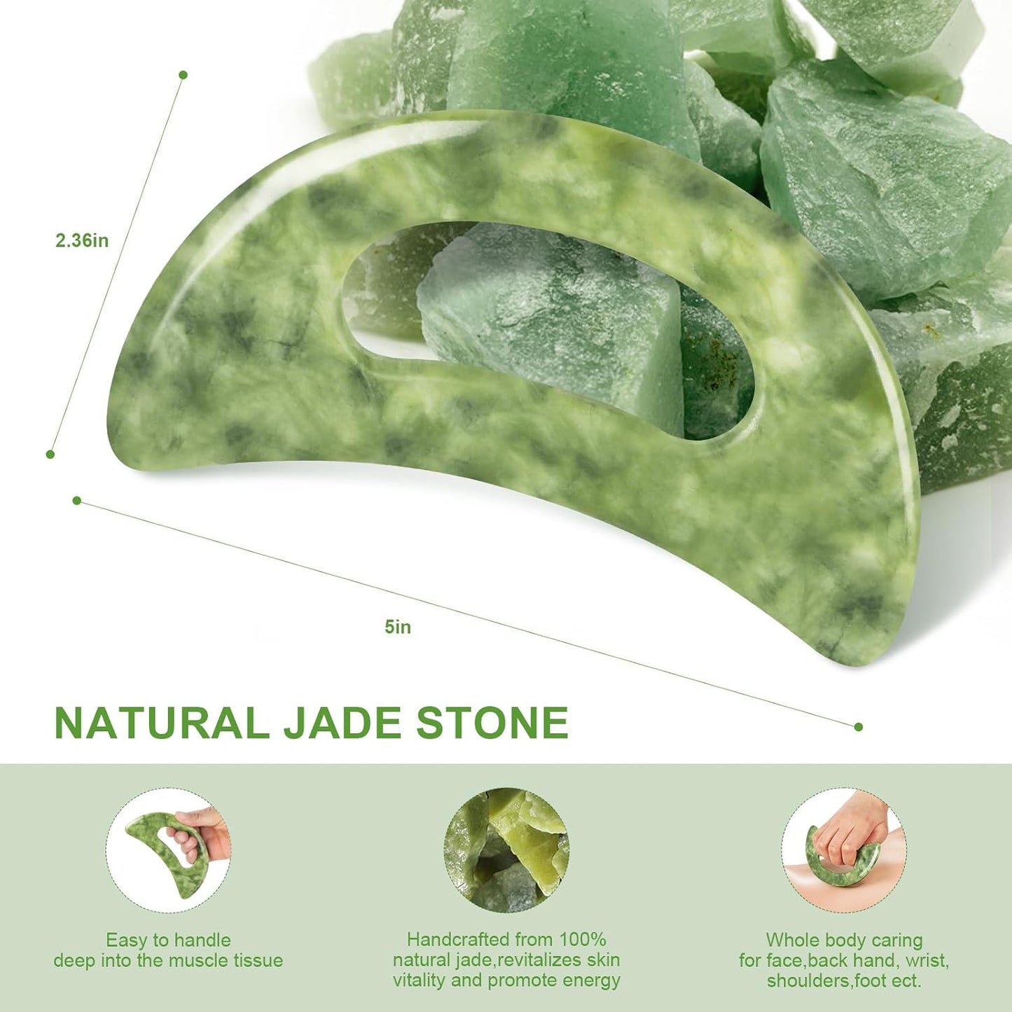 airogym Jade Stone Gua Sha Massage Tool, 4 Pcs Transparent Massage Cupping Facial Cups, Body GuaSha Cupping Tool Muscle Scraping Massage Facial Anti Cellulite Tools for Neck Face, Lymphatic Drainage