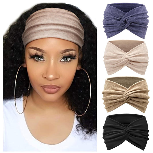 Extra Wide Headbands for Women Large Turban Headband Non Slip Boho Elastic Hairband Hair Twisted Knot Head Bands Accessories