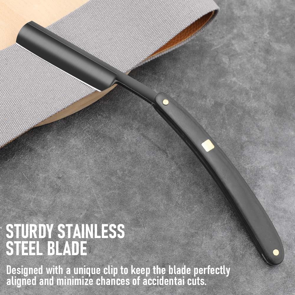 Premium Stainless Steel Shaver Razor with Shaving Strop for Men，Professional Straight Edge Barber Razor,Straight razors for men, Home & Salon Grooming Using (NO.189)