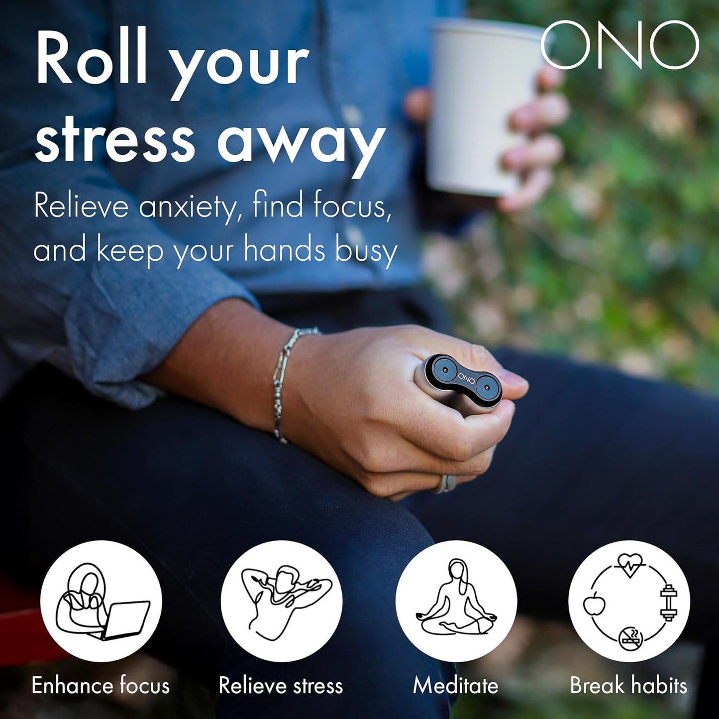 ONO Roller - Handheld Fidget Toy for Adults | Help Relieve Stress, Anxiety, Tension | Promotes Focus, Clarity | Compact, Portable Design