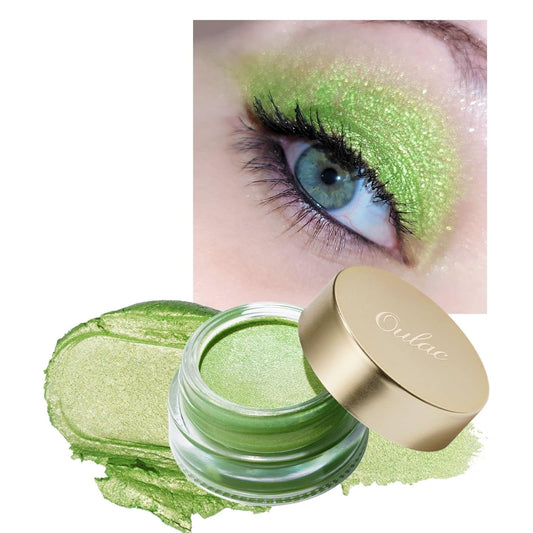 Oulac Lime Green Eyeshadow-Green Glitter Eyeshadow Highly Pigmented Waterproof & Long Lasting for Women with Moisturizing Formula. Multi-use for Highlighter. 6g (15)