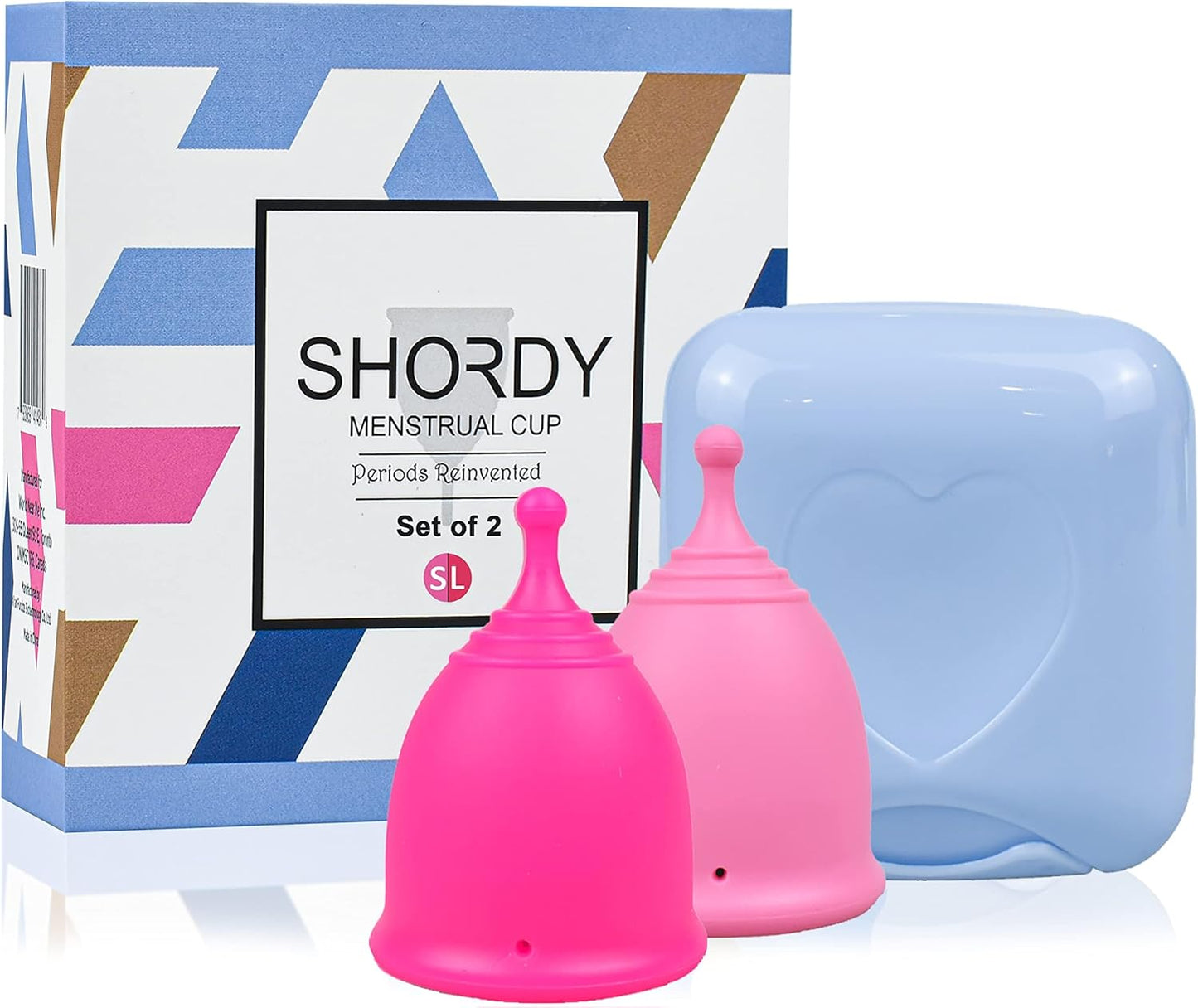 SHORDY Menstrual Cups Set of 2(Small+Large) with Box Soft Menstrual Cup & Flexible Period Cups for Women Upto 12 Hours Eco-Friendly & Safer Tampons Discs Pads Alternative Copa Menstrual (Pink)
