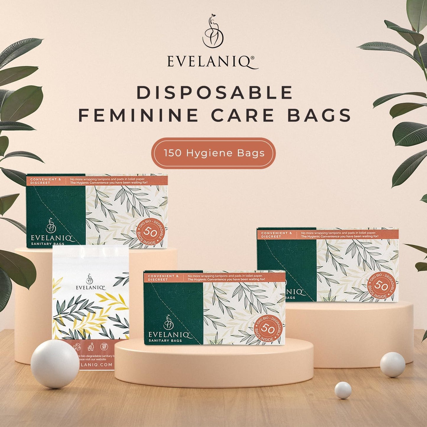 Sanitary Napkin Disposal Bags (150 Count). Private, Leak & Odor Proof Tampon & Pad Disposal Bags