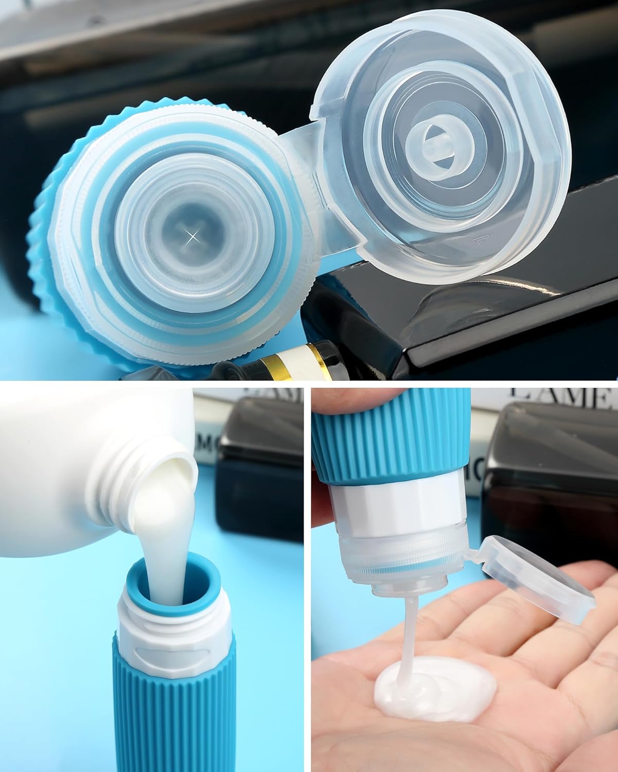 Travel Bottles for Toiletries 8 Pack, TSA Approved 3 oz Travel Containers with Clear Bag, Leak Proof Silicone Squeezable Essentials Jars