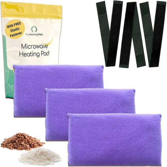 My Heating Pad for a Better Comfort - Moist Microwavable Heating Pads for Joint Pain and Sore Muscles - Microwave Hot Pack Heat Pad for Cramps - Chilled or Heated Pad Therapy Pillow - 3 Packs Purple