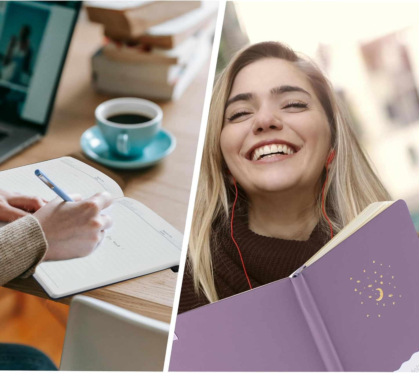 CAGIE Purple Journal Notebook for Women Girls 192 Lined Journaling Notebooks Hardcover Journals for Writing Work