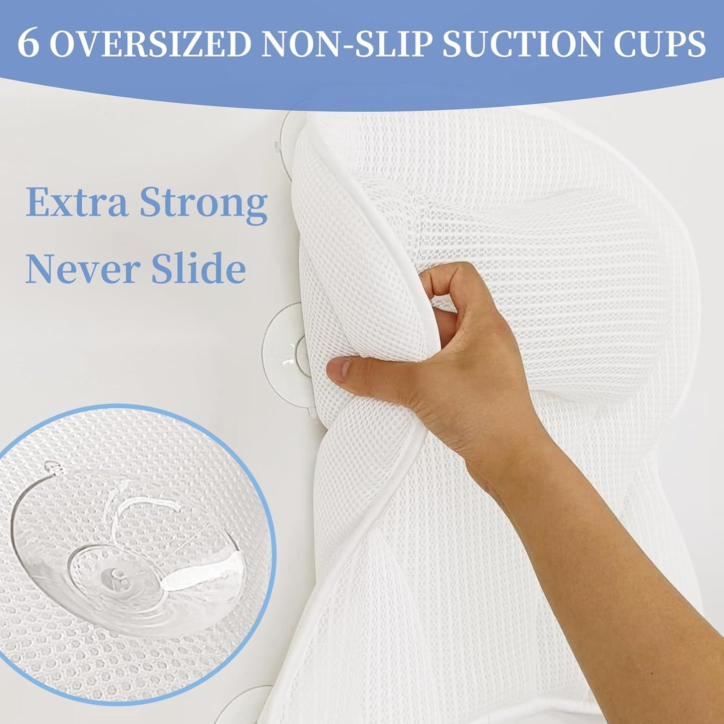 Bath Pillows for Head and Neck Support, Soft 5D Air Mesh Bath Tub Pillow with 6 Non Slip Suction Cups, Luxury Bathtub Pillows, Bathtub Accessories for Women and Men