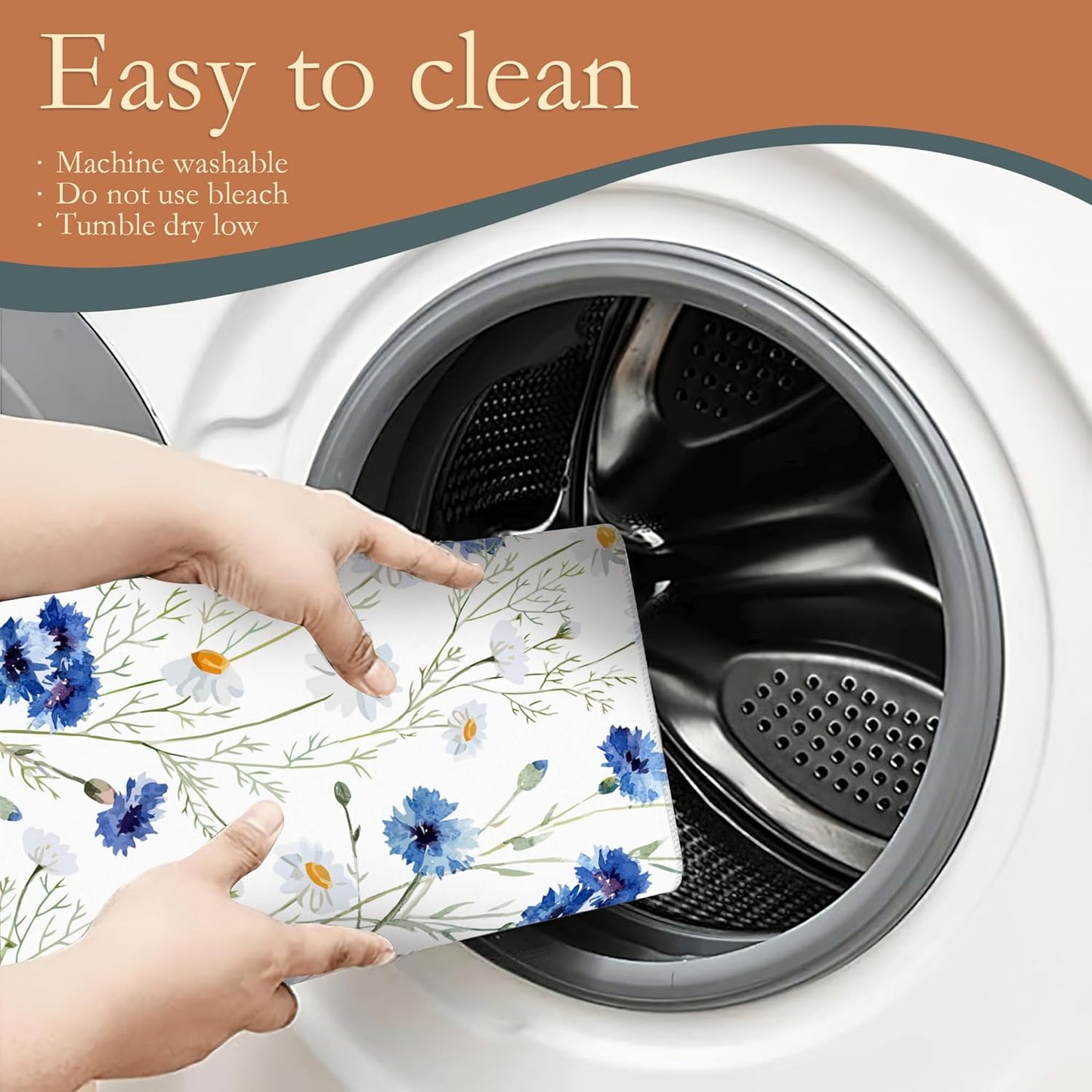 Wildflowers Dish Drying Mat,Watercolor Poppy Cornflower Drying Rack Pad Countertop Dishes Ultra Absorbent Microfiber Kitchen Counter Mat for Coffee Countertop Decor 18x24 Inch