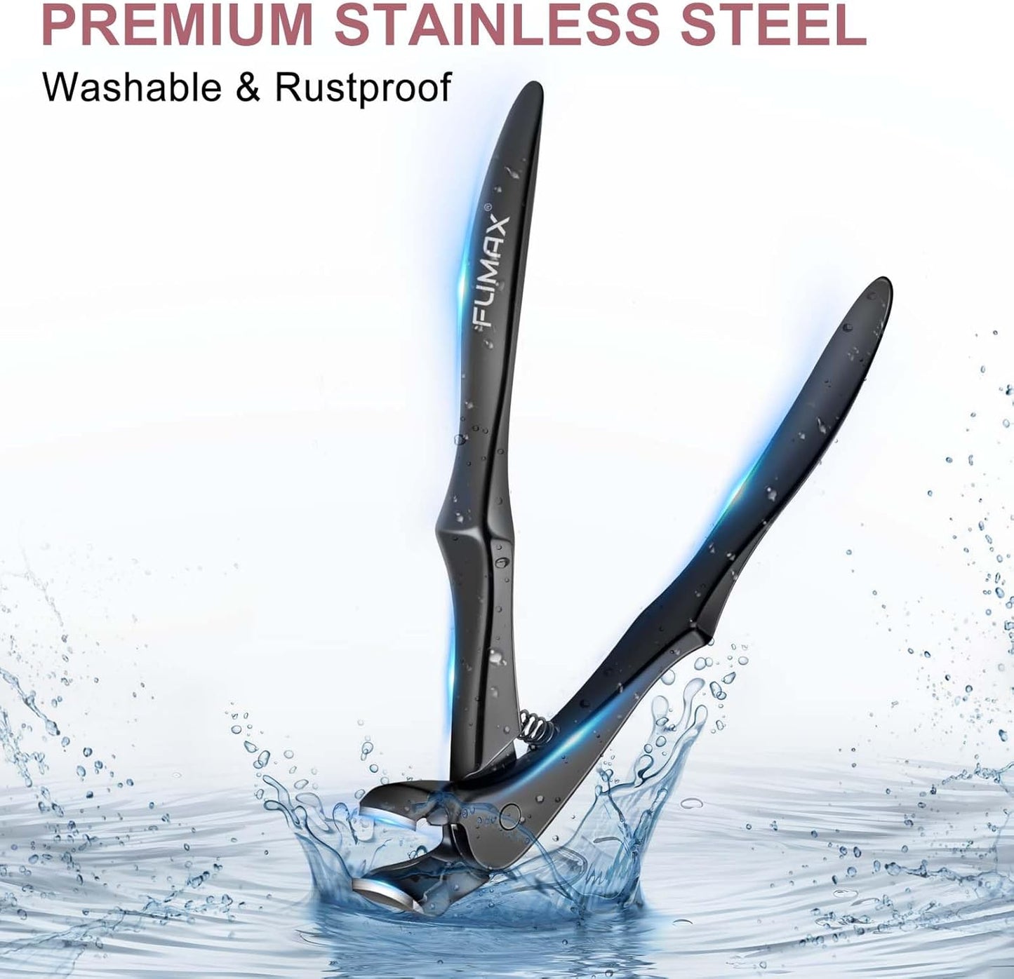 Ergonomic Nail Clippers for Men, Long Handled Toenail Clippers for Thick Toenails, Large Toe Nail Clippers for Thick Nails for Seniors Men Women, Heavy Duty Sharp Fingernail Clipper, Black