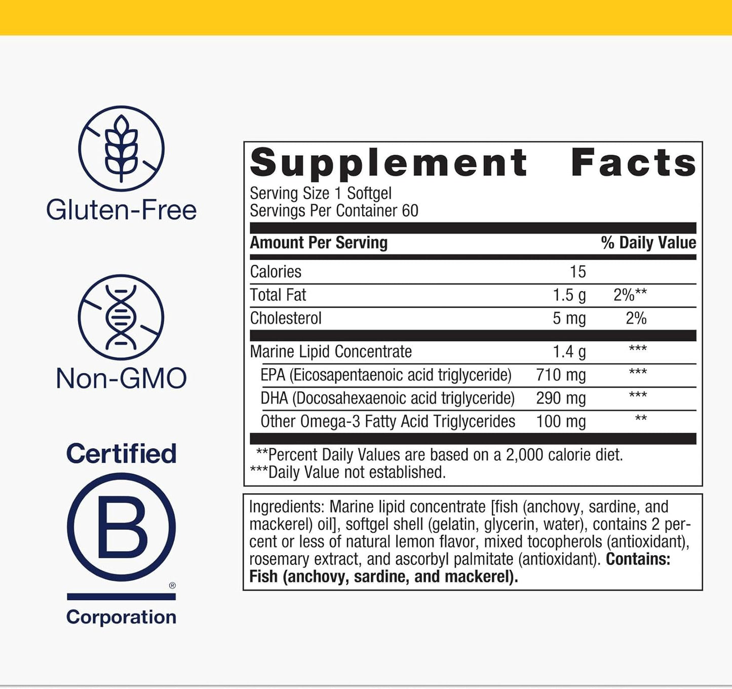 Metagenics OmegaGenics Fish Oil EPA-DHA 1000 mg - High Potency - Omega-3 Fish Oil Supplement - for Heart Health, Musculoskeletal Health & Immune System Health* - with DHA & EPA - 60 Softgels