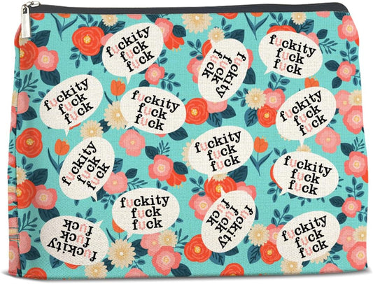 Humor Floral Makeup Bag Gifts for Women Cute Flowers Funny Cosmetic Bag Zipper Pouch