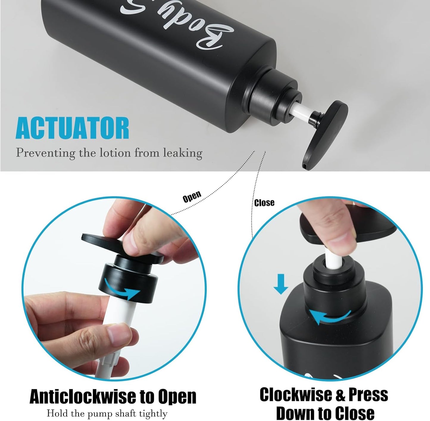 16.9oz Bathroom Soap Dispenser Set, Refillable Shampoo and Conditioner Bottles, Empty Bottles with Pump for Shampoo, Conditioner, or Body Wash, Matte Black Shower Dispensers, Set of 3