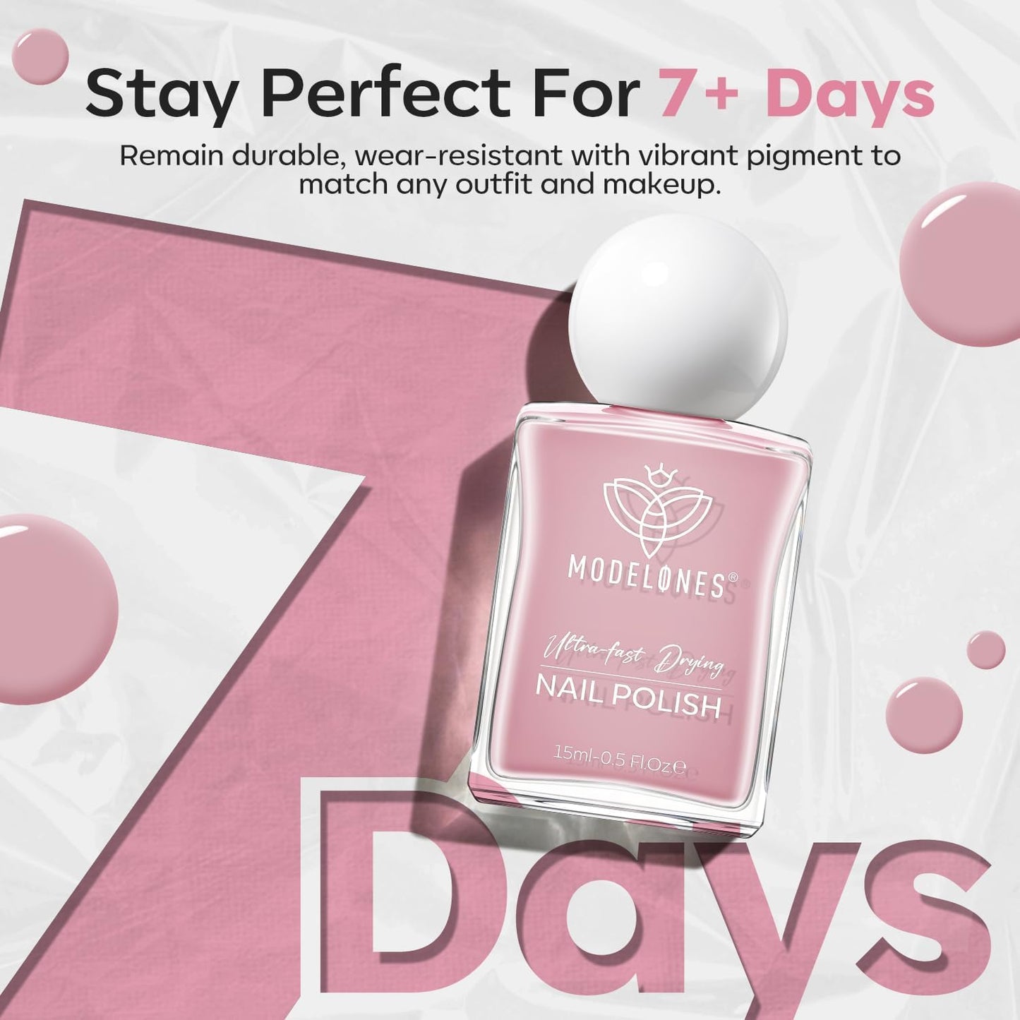 modelones Natural Pink Nail Polish, 15 ml Baby Pink Quick Dry Nail Lacquer Strengthener Long Last Shine Fingernail Toe Nail Art DIY Home Travel Manicure Gift for Women Girls 0.5 Fl Oz