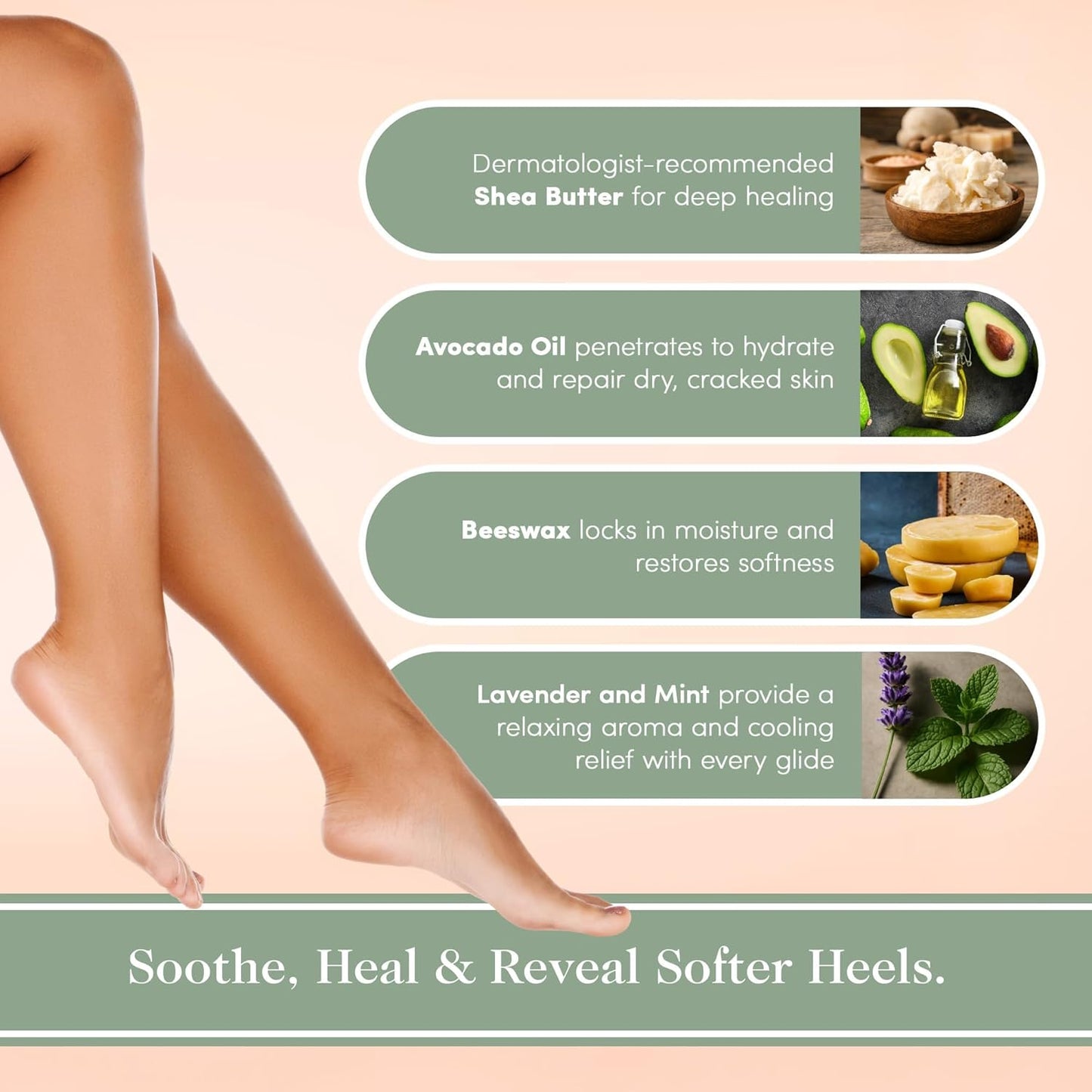 Victoria's Lavender Heel Balm Stick – Ultra-Rich Foot Therapy Balm for Dry, Cracked Feet – Softener for Cracked & Rough Skin – Dry Heels Treatment for Men and Women - Lavender Mint - 2 packs