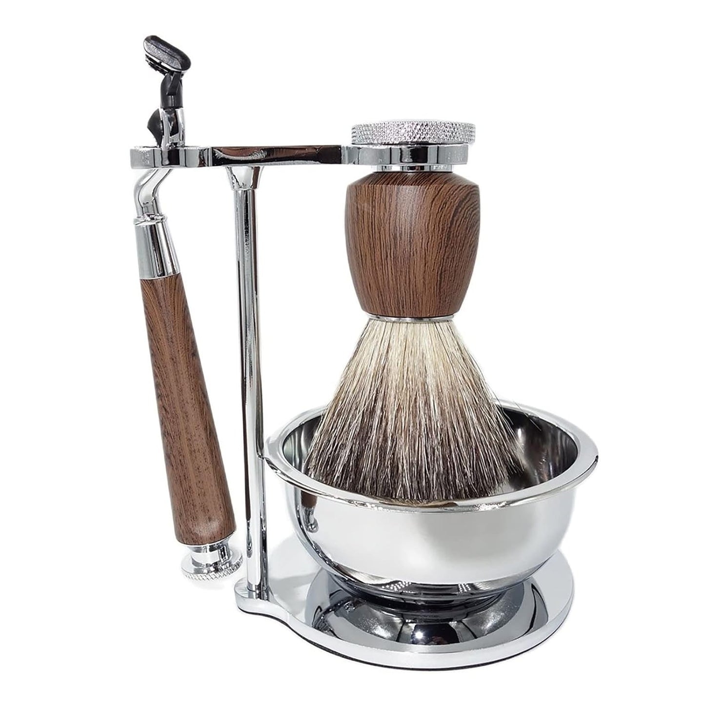 Deluxe Men Shaving Kit Includes Pure Badger Hair Shaving Brush and Bowl Kit,Compatible with Mach 3 Triple Blade 3-Layer Intimate Razor,Clean Shave Birthday Christmas Original Shaving Set