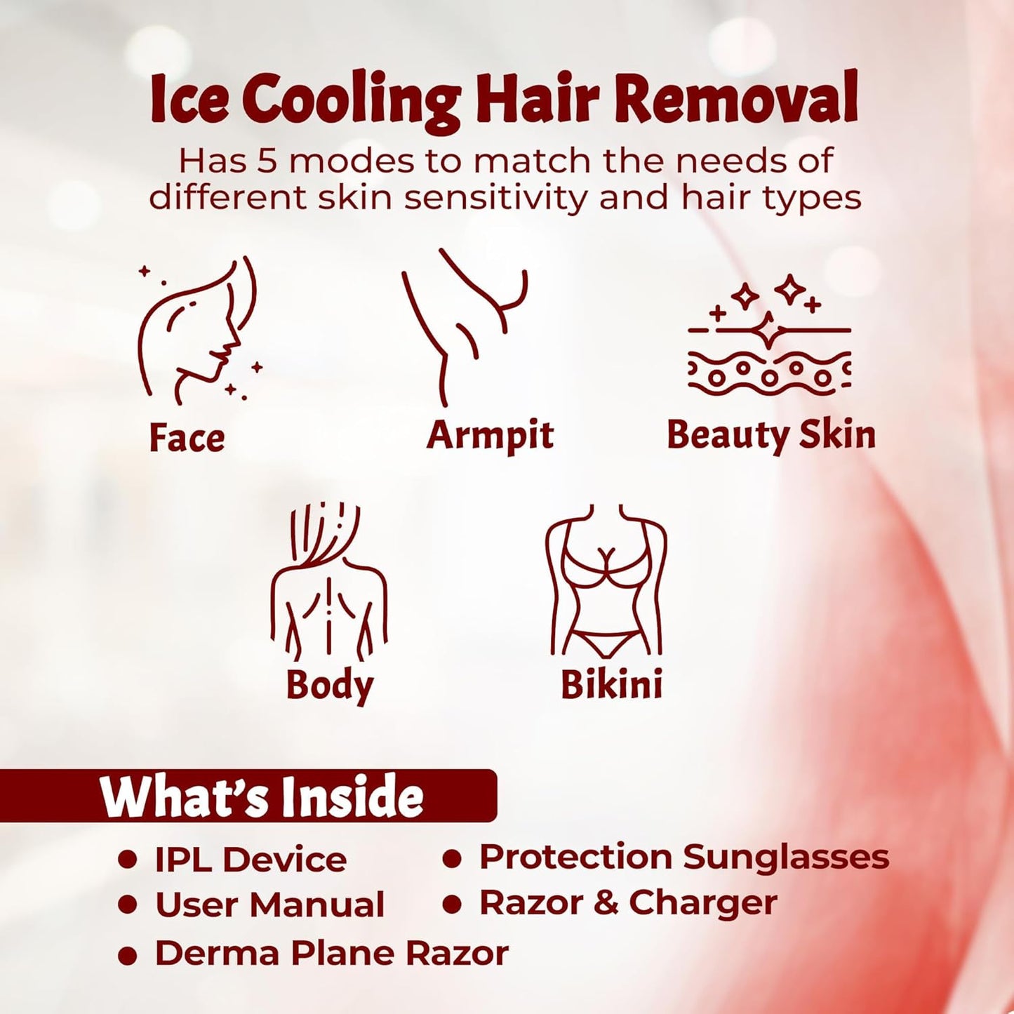 IPL Hair Removal Device, Laser Remover for Women & Men, at-Home Cooling Epilator with Quartz Tube, Hair Removal Machine for Yetiful Skin, Maquina Depilar (White)