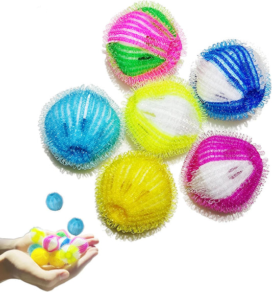 Lint Remover Balls for Laundry, 6-Pack Nylon Laundry Balls - Prevent Tangling, Collect Hair & Lint, Reusable Washing Machine Helper (6 Colors Mixed)