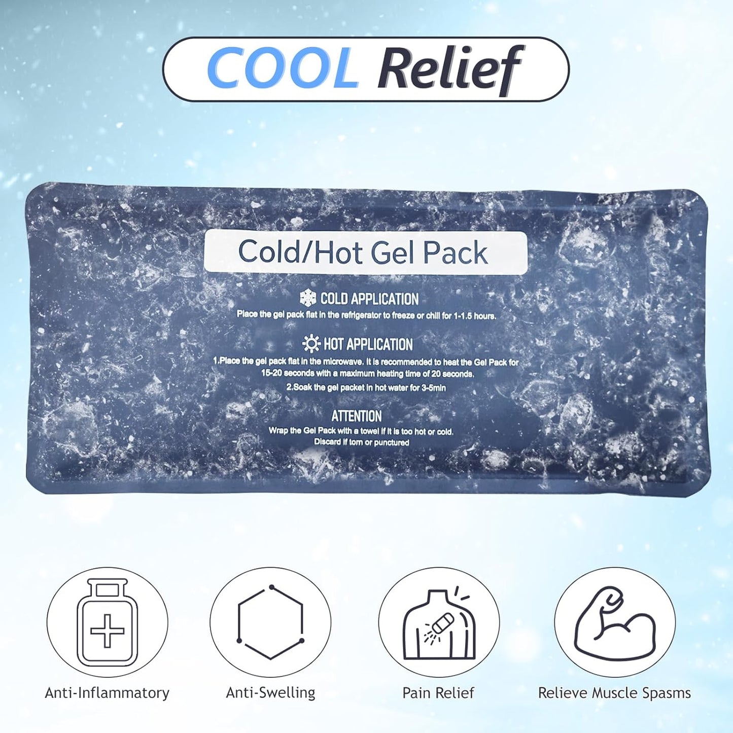 Hot & Cold Gel Packs for Pain Relief 12x16 Inch Ice Packs Reusable Blue Cold Packs for Swelling, Bruises, Injuries, Surgery, Toothache